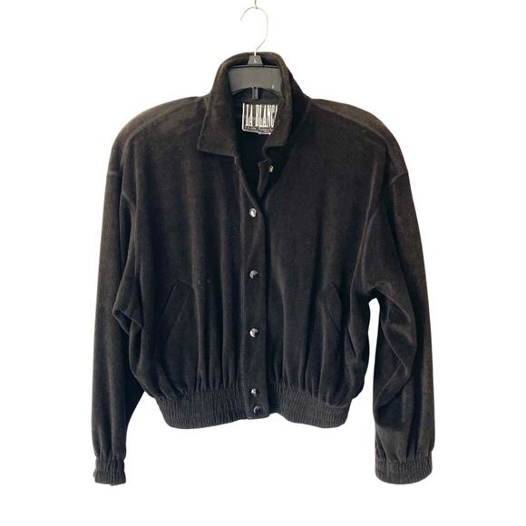 Vintage La Blanca Los Angeles Black Terrycloth Snap Nautical Crop Jacket small - Picture 4 of 7